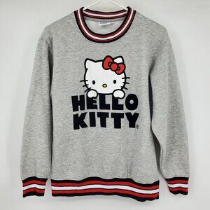 Hello Kitty by Sanrio Grey Long Sleeved Pullover Graphic Crewneck Sweatshirt Sma